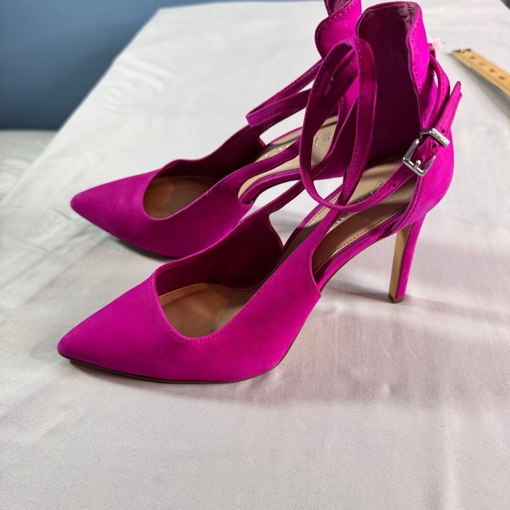 Gianni Bini Hula Tiera Pink Ankle Wrap Heels Womens 8.5M Pointed Toe